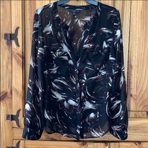 Sanctuary Sheer Black & Red Blouse Button Up Top Sz.M